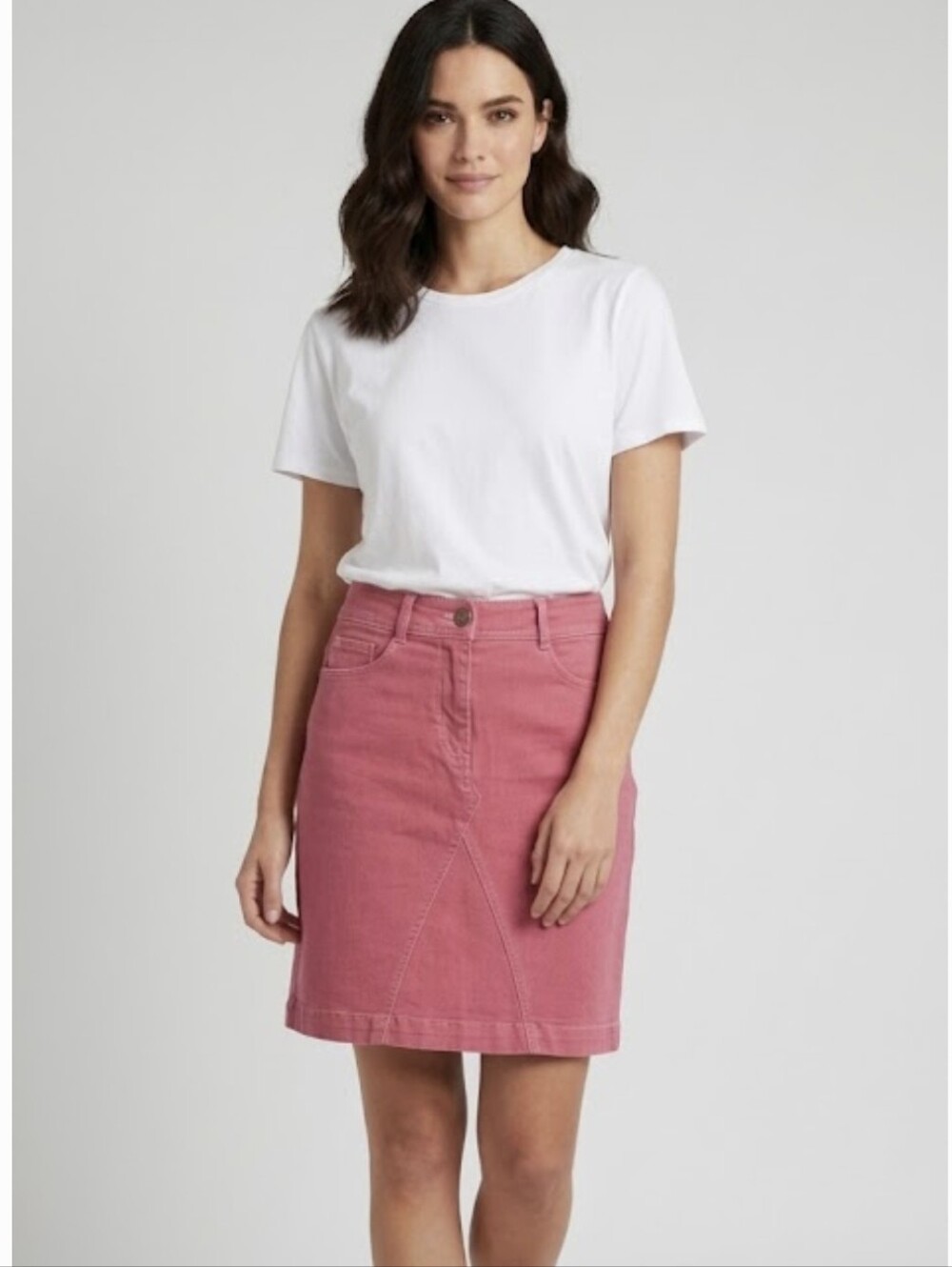 Boden Pink Straight Denim Skirt Size US 2R /Stretch Cotton